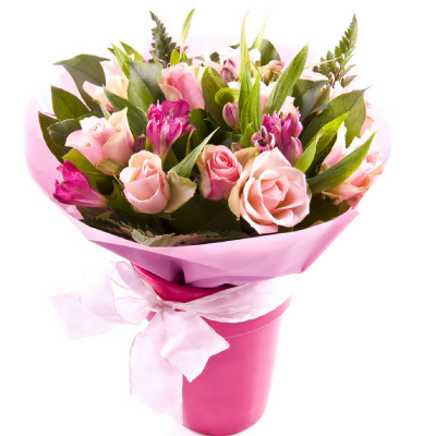 זר פרחים ורוד